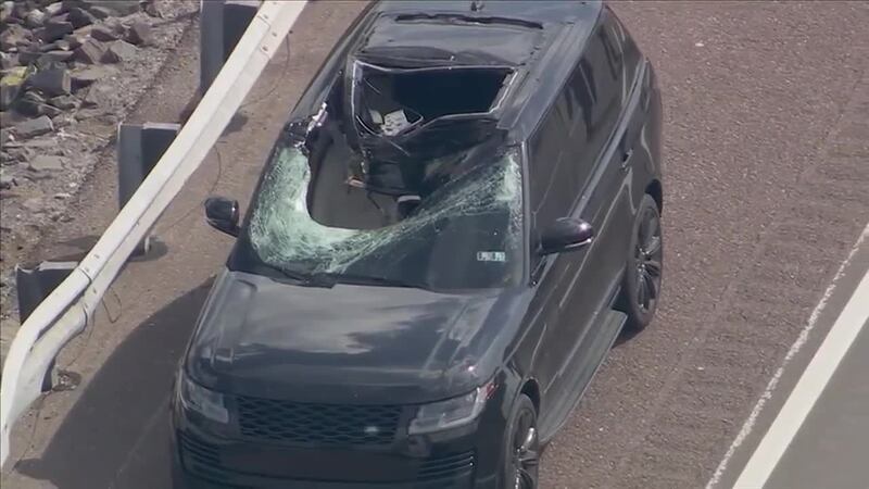 Two people were seriously injured in a freak accident on a Pennsylvania highway on Monday.