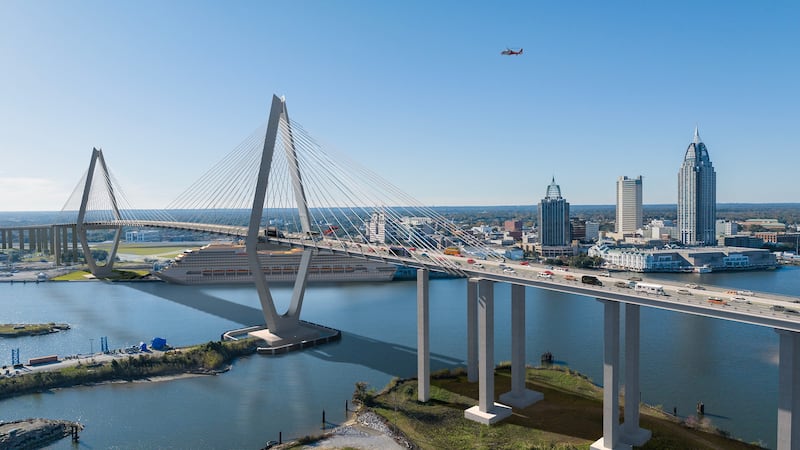 The latest rendering for a planned Interstate 10 bridge over the Mobile River shows what the...